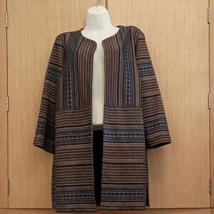 +SZ NWOT Westport SZ 1X Navy Patterned Open Cardigan